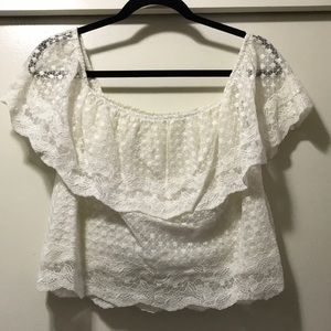 Off the Shoulder Lace Crop Top